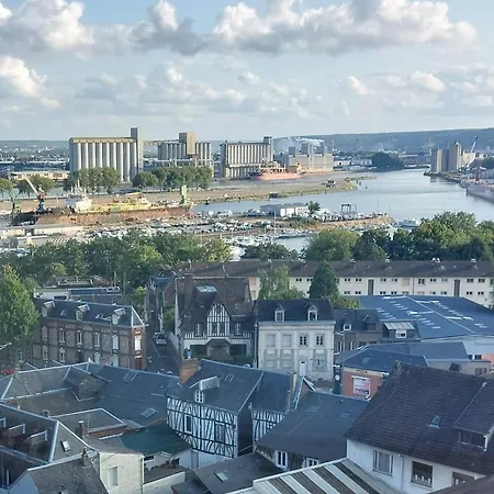 Appartement Rouen : Vue panoramique sur la seine avec parking Extérieur photo