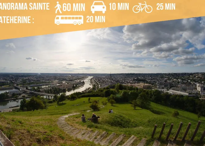 Rouen : Vue Panoramique Sur La Seine Avec Parking